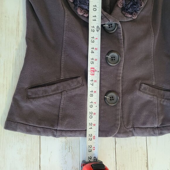 Nick & Mo Floral Embellished Blazer Jacket Gray Small Whimseygoth Romantic - Picture 7 of 7